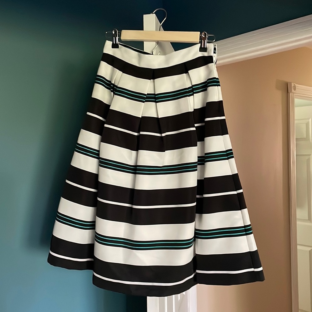 Mint striped midi skirt